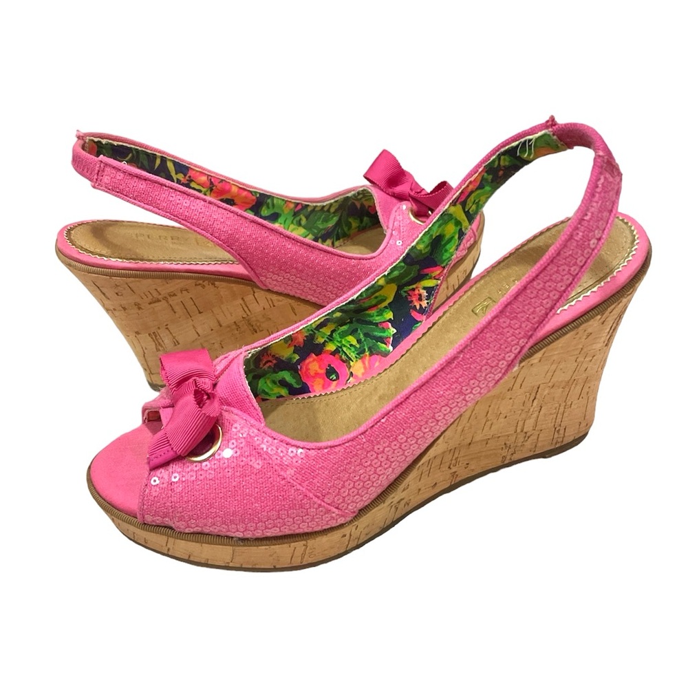 Pink Sequin Sperry Wedge - Size 7.5